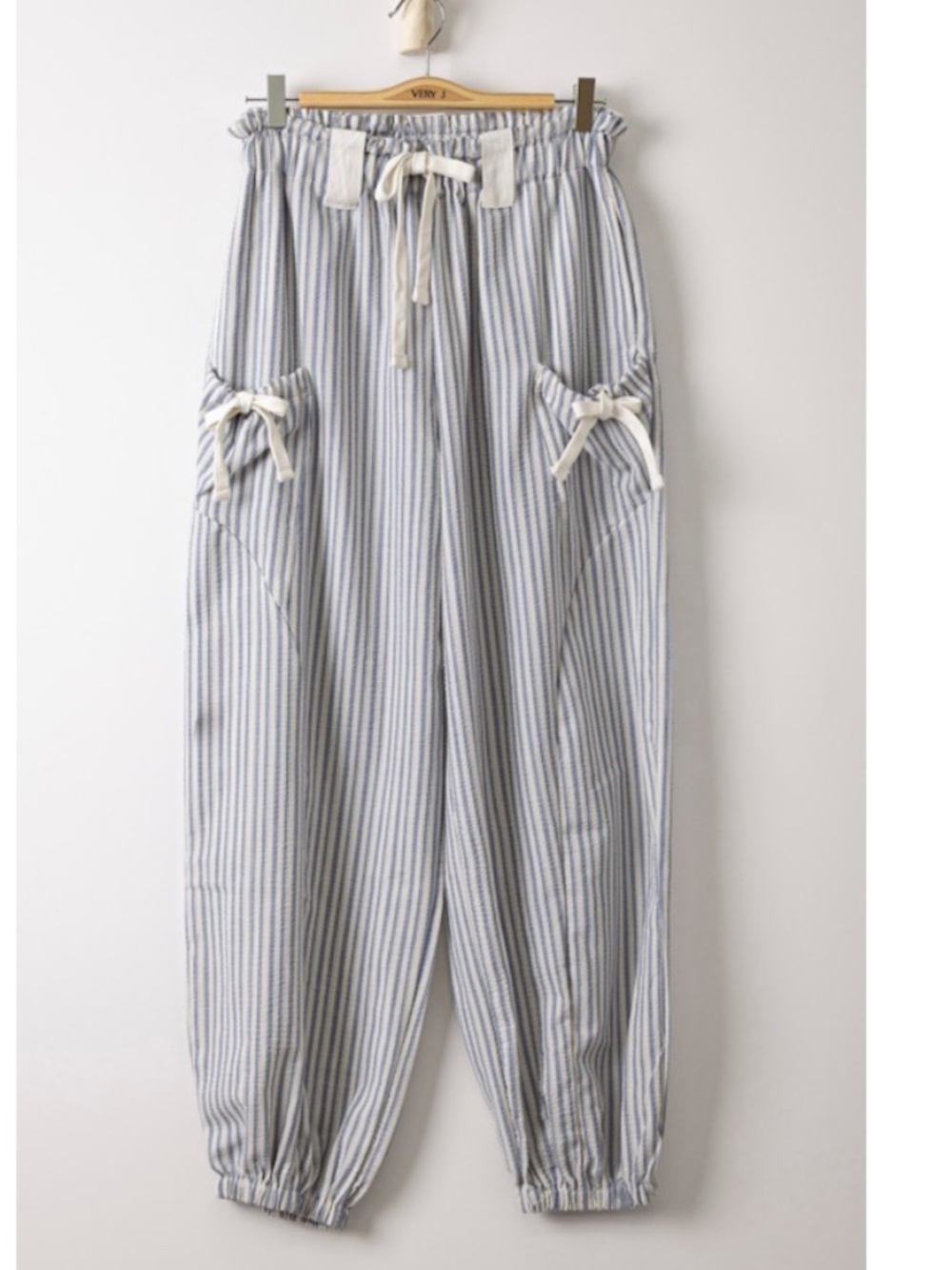 “The Mila” Striped Pants in Beige and Navy